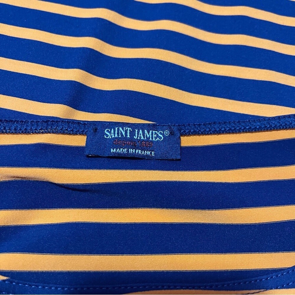 Saint James Propriano Stripe Dress US‎ 4 Navy Orange 3/4 Sleeve - Picture 10 of 11
